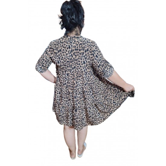 Rochie Scurta din Matase cu Imprimeu Animal Print pentru Marimi Mari